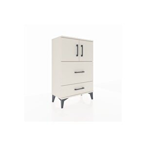 Arges Komodin Tek Raflı 2 Çekmeceli 2 Kapaklı 60x30x96 Aytaşı-aytaşı