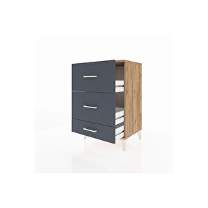 Hyperion Komodin 3 Çekmeceli 60x44x96 Çam-antrasit