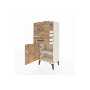 Arges Komodin Tek Raflı 2 Çekmeceli Tek Kapaklı 44x30x106 Aytaşı-çam
