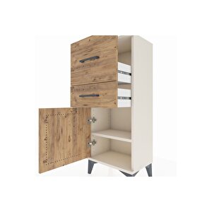Arges Komodin Tek Raflı 2 Çekmeceli Tek Kapaklı 44x30x106 Aytaşı-çam