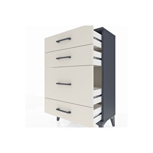 Arges Komodin 4 Çekmeceli 60x30x96 Antrasit-aytaşı