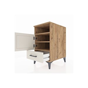 Kronos Komodin 3 Raflı Tek Çekmeceli Tek Kapaklı 44x59x80 Çam-aytaşı