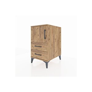Kronos Komodin 2 Raflı 2 Çekmeceli Tek Kapaklı 44x59x80 Çam-çam