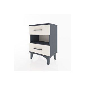 Arges Komodin Tek Raflı 2 Çekmeceli 44x30x64 Antrasit-aytaşı