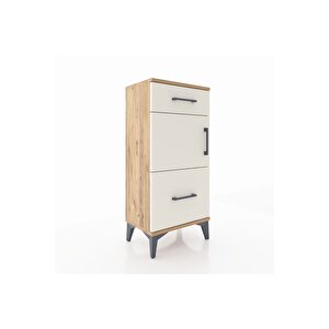 Arges Komodin Tek Raflı 2 Çekmeceli Tek Kapaklı 44x30x96 Çam-aytaşı