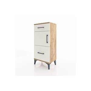 Arges Komodin Tek Raflı 2 Çekmeceli Tek Kapaklı 44x30x96 Çam-aytaşı