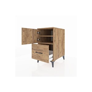 Kronos Komodin 2 Raflı Tek Çekmeceli Tek Kapaklı 44x59x80 Çam-çam