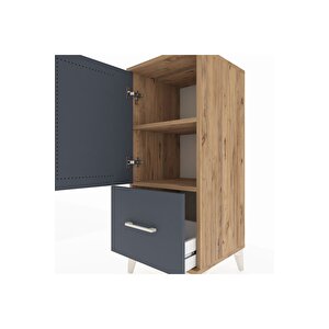 Hyperion Komodin 2 Raflı Tek Çekmeceli Tek Kapaklı 44x44x106 Çam-antrasit