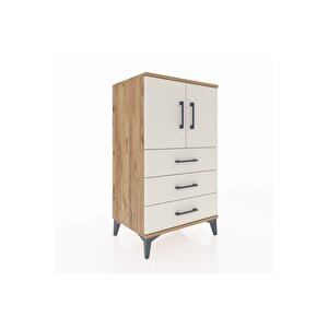 Hyperion Komodin 2 Raflı 3 Çekmeceli 2 Kapaklı 60x44x106 Çam-aytaşı