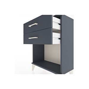 Arges Komodin 2 Çekmeceli 60x30x80 Antrasit-antrasit