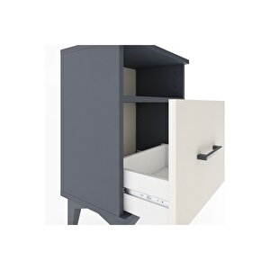 Arges Komodin Tek Raflı 2 Çekmeceli 44x30x64 Antrasit-aytaşı
