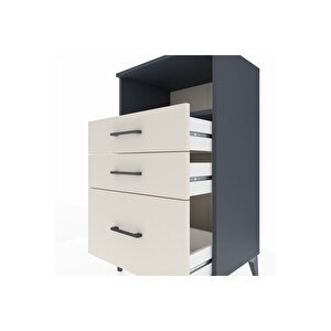Hyperion Komodin Tek Raflı 3 Çekmeceli 60x44x106 Antrasit-aytaşı