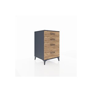 Kronos Komodin 4 Çekmeceli 60x59x96 Antrasit-çam