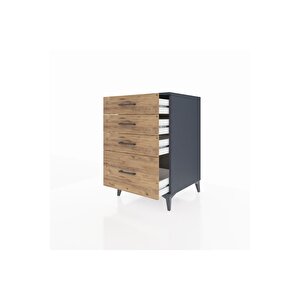 Kronos Komodin 4 Çekmeceli 60x59x96 Antrasit-çam