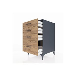 Kronos Komodin 4 Çekmeceli 60x59x96 Antrasit-çam
