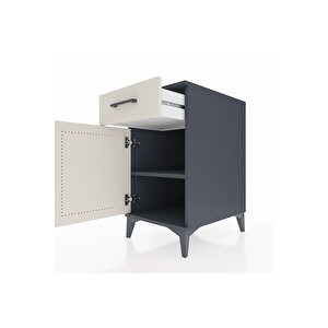 Kronos Komodin Tek Raflı Tek Çekmeceli Tek Kapaklı 44x59x80 Antrasit-aytaşı