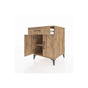 Kronos Komodin Tek Raflı Tek Çekmeceli 2 Kapaklı 60x59x80 Çam-çam