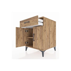 Kronos Komodin Tek Raflı Tek Çekmeceli 2 Kapaklı 60x59x80 Çam-çam