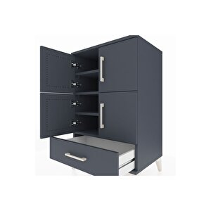 Hyperion Komodin 4 Raflı Tek Çekmeceli 4 Kapaklı 60x44x96 Antrasit-antrasit