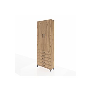 Arges Dolap 4 Raflı 5 Çekmeceli 2 Kapaklı 88x30x243 Çam-çam