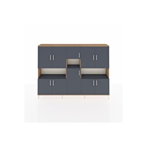 Arges Dolap 14 Raflı 10 Kapaklı 220x30x163 Çam-antrasit
