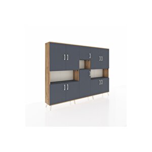 Arges Dolap 14 Raflı 10 Kapaklı 220x30x163 Çam-antrasit