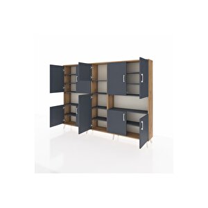 Arges Dolap 14 Raflı 10 Kapaklı 220x30x163 Çam-antrasit