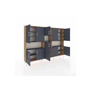 Arges Dolap 14 Raflı 10 Kapaklı 220x30x163 Çam-antrasit