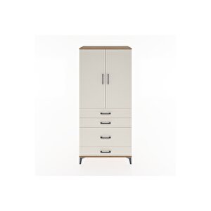 Hyperion Dolap Tek Raflı 4 Çekmeceli Tek Askılı 88x44x195 Çam-aytaşı