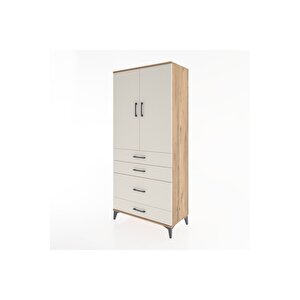 Hyperion Dolap Tek Raflı 4 Çekmeceli Tek Askılı 88x44x195 Çam-aytaşı