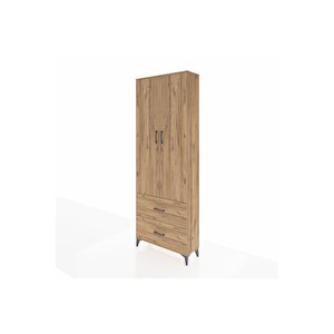 Arges Dolap Tek Raflı 2 Çekmeceli Tek Askılı 88x30x243 Çam-çam