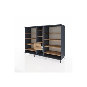 Kronos Dolap 11 Raflı 3 Çekmeceli  220x59x163 Antrasit-çam