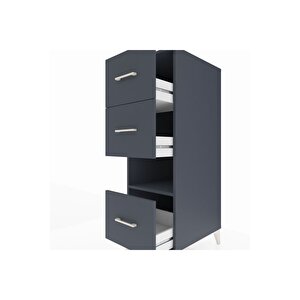 Kronos Dolap Tek Raflı 3 Çekmeceli 44x59x134 Antrasit-antrasit