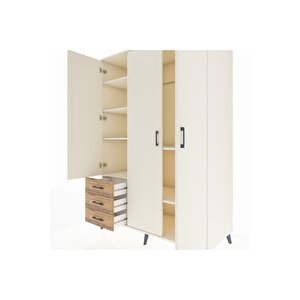 Kronos Dolap 6 Raflı 3 Çekmeceli Tek Askılı 132x59x195 Aytaşı-aytaşı/çam