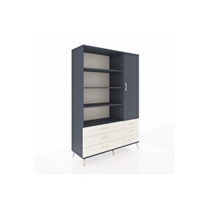 Hyperion Dolap 8 Raflı 6 Çekmeceli Tek Kapaklı  132x44x195 Antrasit-antrasit/aytaşı