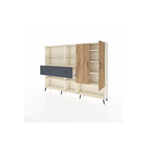 Arges Dolap 10 Raflı 2 Çekmeceli 2 Kapaklı 220x30x163 Aytaşı-çam/antrasit