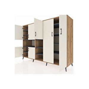 Kronos Dolap 13 Raflı 7 Kapaklı 220x59x163 Çam-aytaşı/antrasit