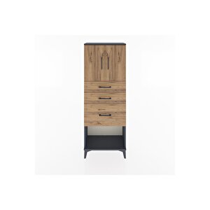 Arges Dolap 2 Raflı 3 Çekmeceli 2 Kapaklı 60x30x163 Antrasit-çam