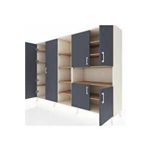 Hyperion Dolap 13 Raflı 6 Kapaklı 220x44x163 Aytaşı-antrasit/çam