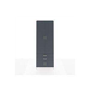 Arges Dolap 4 Raflı 2 Çekmeceli 4 Kapaklı 88x30x243 Antrasit-antrasit