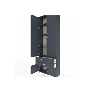 Arges Dolap 4 Raflı 2 Çekmeceli 4 Kapaklı 88x30x243 Antrasit-antrasit