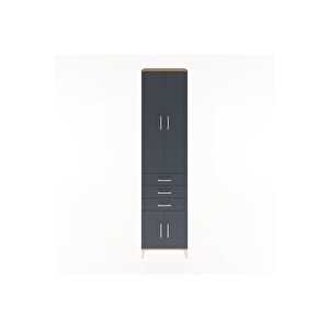 Hyperion Dolap 4 Raflı 3 Çekmeceli 4 Kapaklı 60x44x243 Çam-antrasit