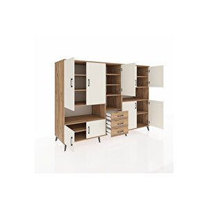 Kronos Dolap 13 Raflı 3 Çekmeceli 9 Kapaklı 220x59x163 Çam-aytaşı/çam