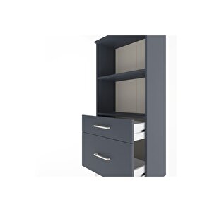Arges Dolap 2 Raflı 2 Çekmeceli 60x30x134 Antrasit-antrasit