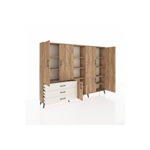 Arges Dolap 11 Raflı 3 Çekmeceli 7 Kapaklı 220x30x163 Çam-çam/aytaşı