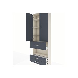 Arges Dolap 5 Raflı 3 Çekmeceli 2 Kapaklı 88x30x243 Aytaşı-antrasit