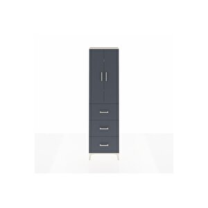 Arges Dolap 3 Raflı 3 Çekmeceli 2 Kapaklı 60x30x221 Aytaşı-antrasit