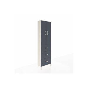 Arges Dolap 3 Raflı 3 Çekmeceli 2 Kapaklı 60x30x221 Aytaşı-antrasit