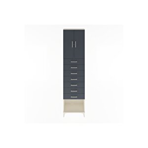 Arges Dolap 2 Raflı 7 Çekmeceli 2 Kapaklı 60x30x243 Aytaşı-antrasit