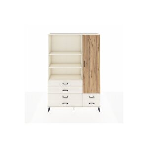 Arges Dolap 7 Raflı 6 Çekmeceli Tek Kapaklı  132x30x195 Aytaşı-çam/aytaşı